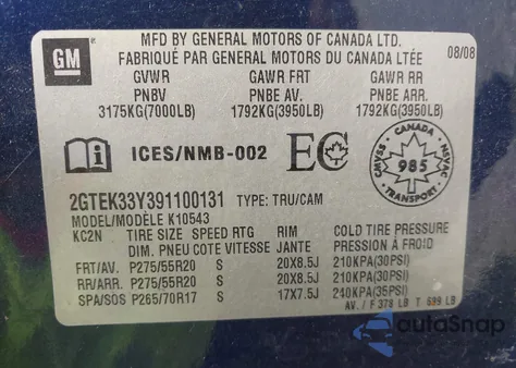 2009 GMC Sierra 1500 Slt z USA, uszkodzony, nr VIN 2GTEK33Y391100131